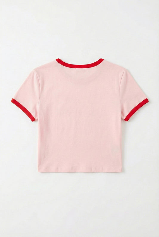 Printed Ringer Crop T-Shirt