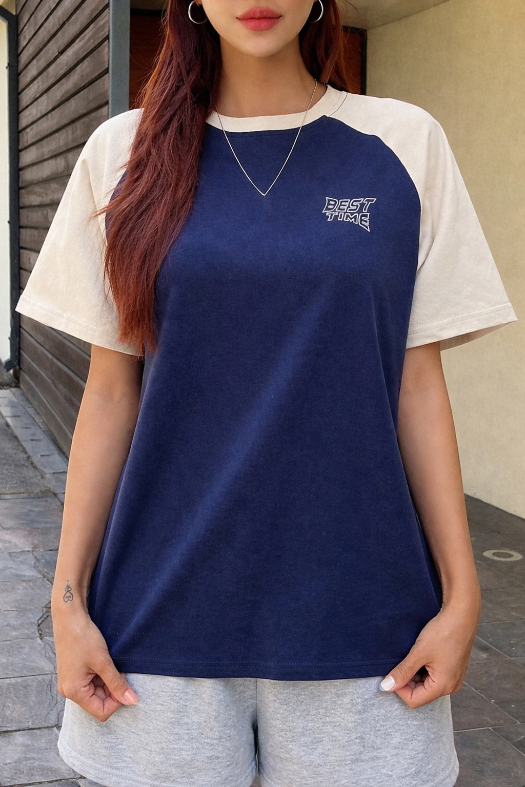 Raglan Printed Oversized T-Shirt