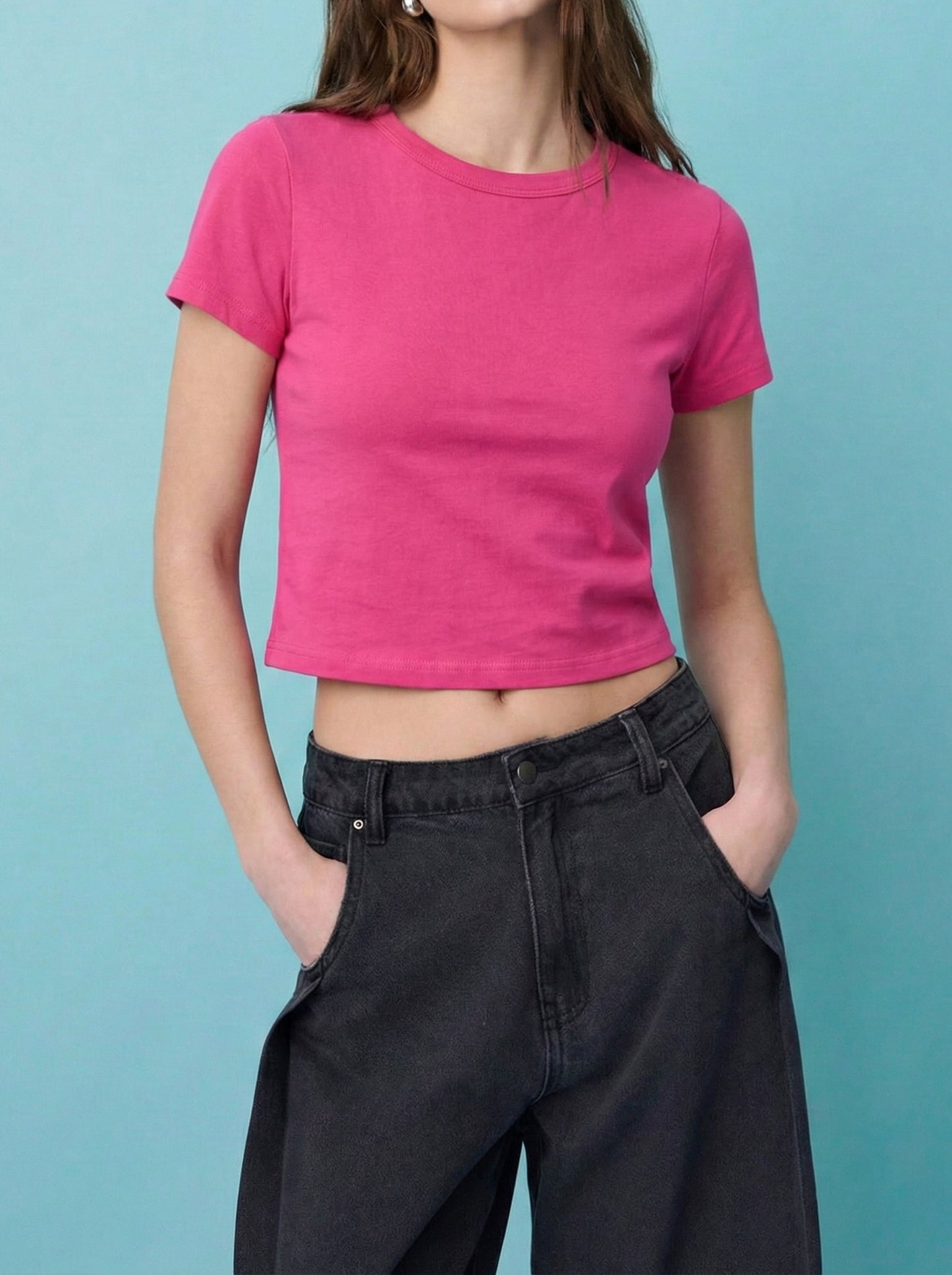 Dark Pink Crop Tshirt