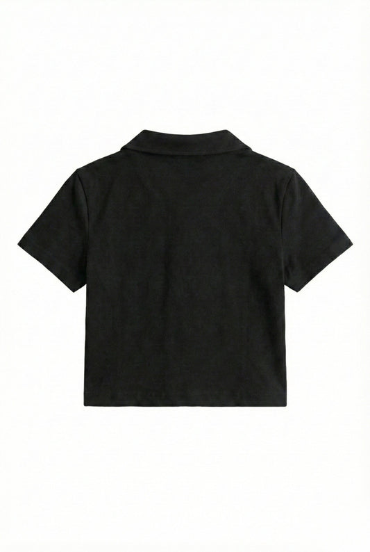 Collar V Placket T-Shirt