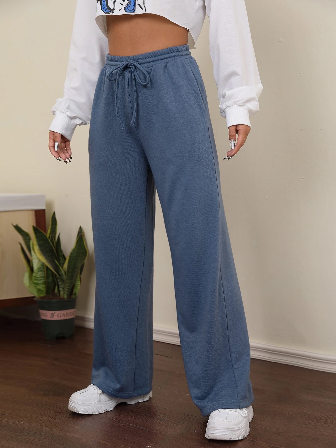 Solid Wide Leg Joggers
