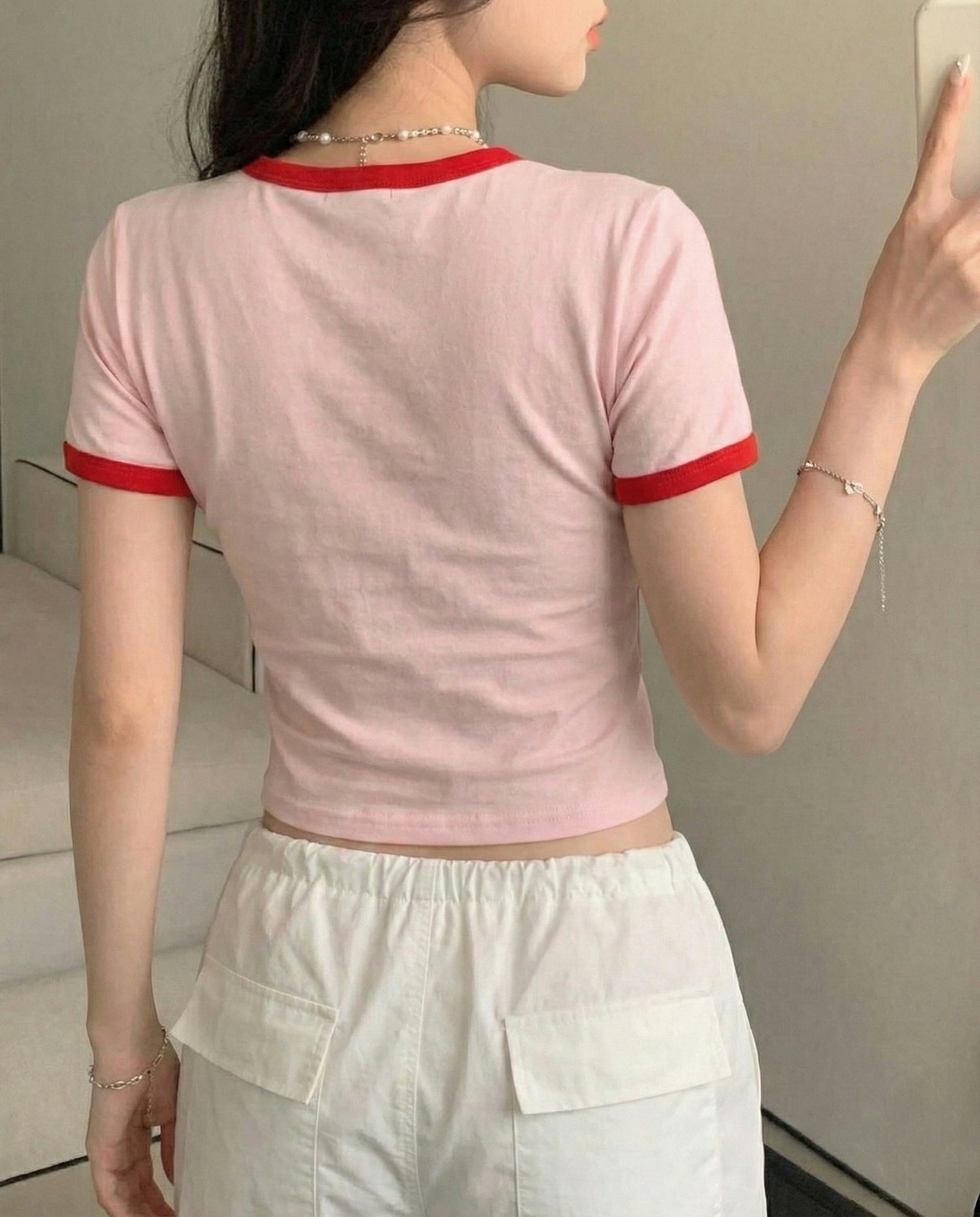 Printed Ringer Crop T-Shirt