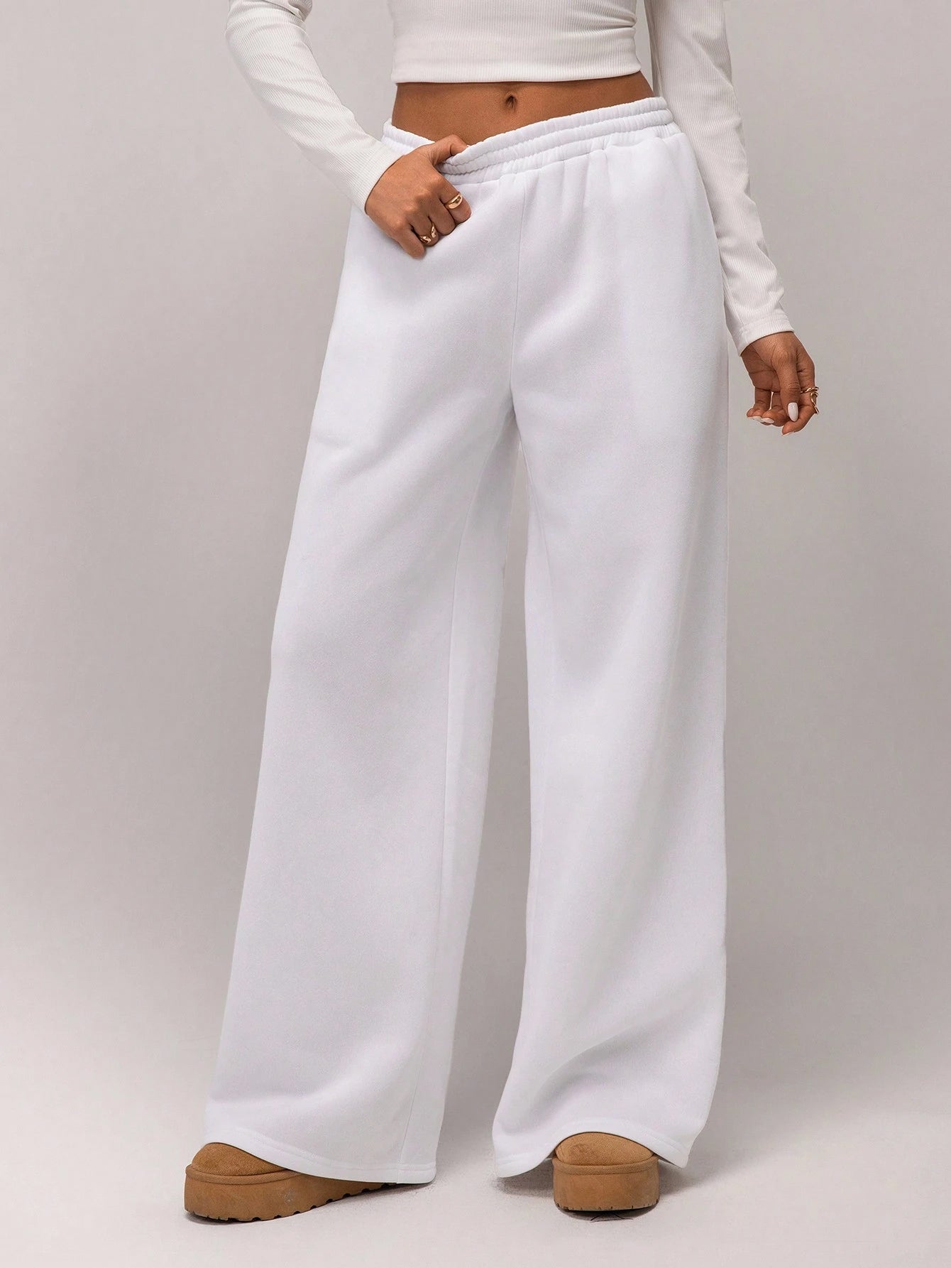 Solid Wide Leg Joggers