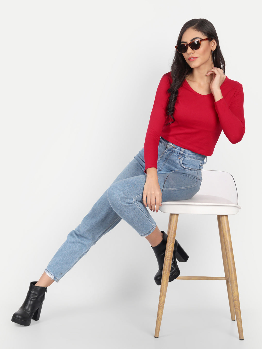 V Neck Crop T-Shirt