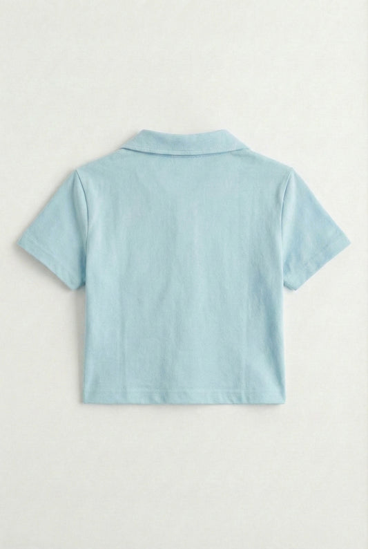 Collar V Placket T-Shirt