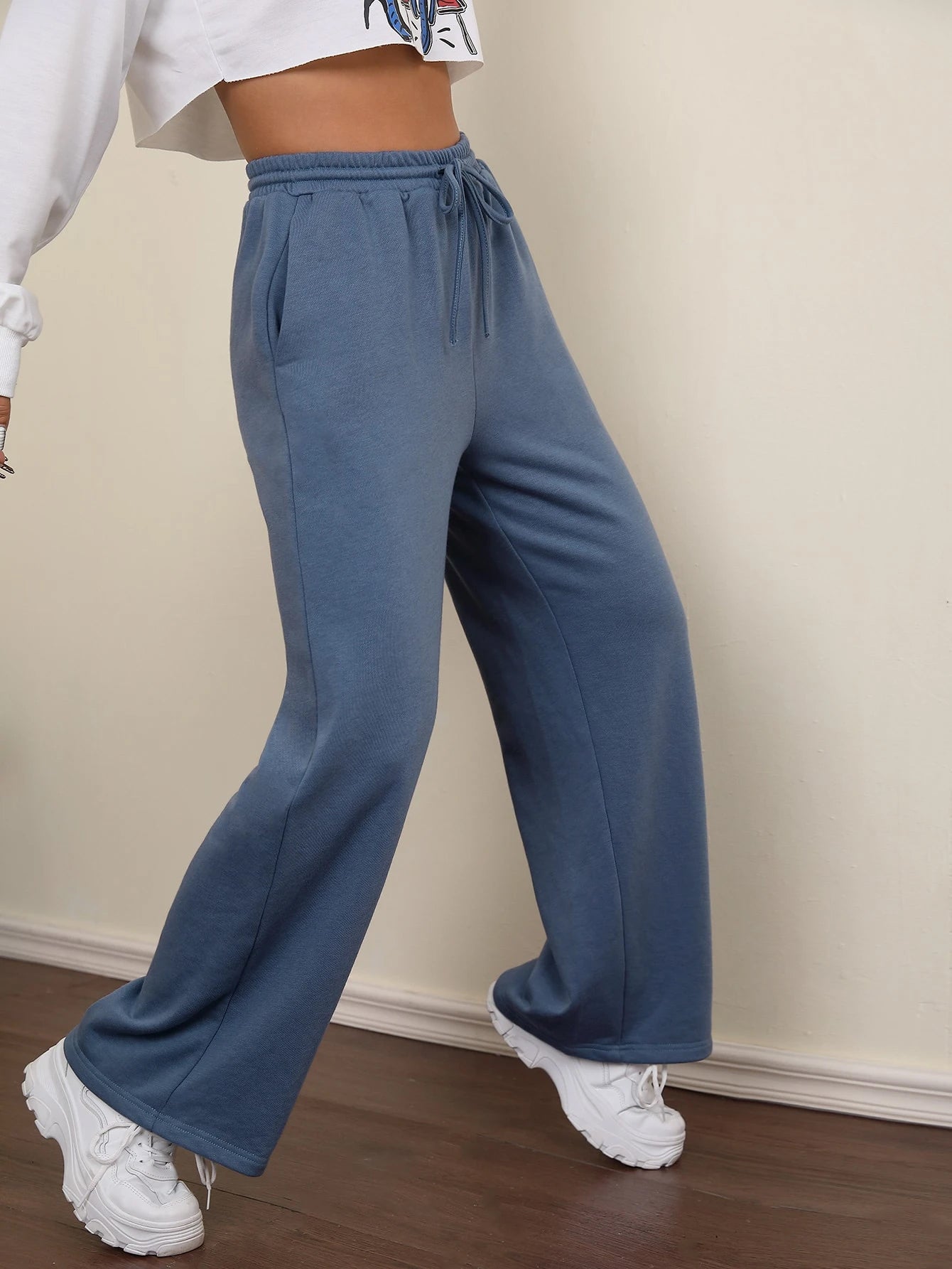 Solid Wide Leg Joggers