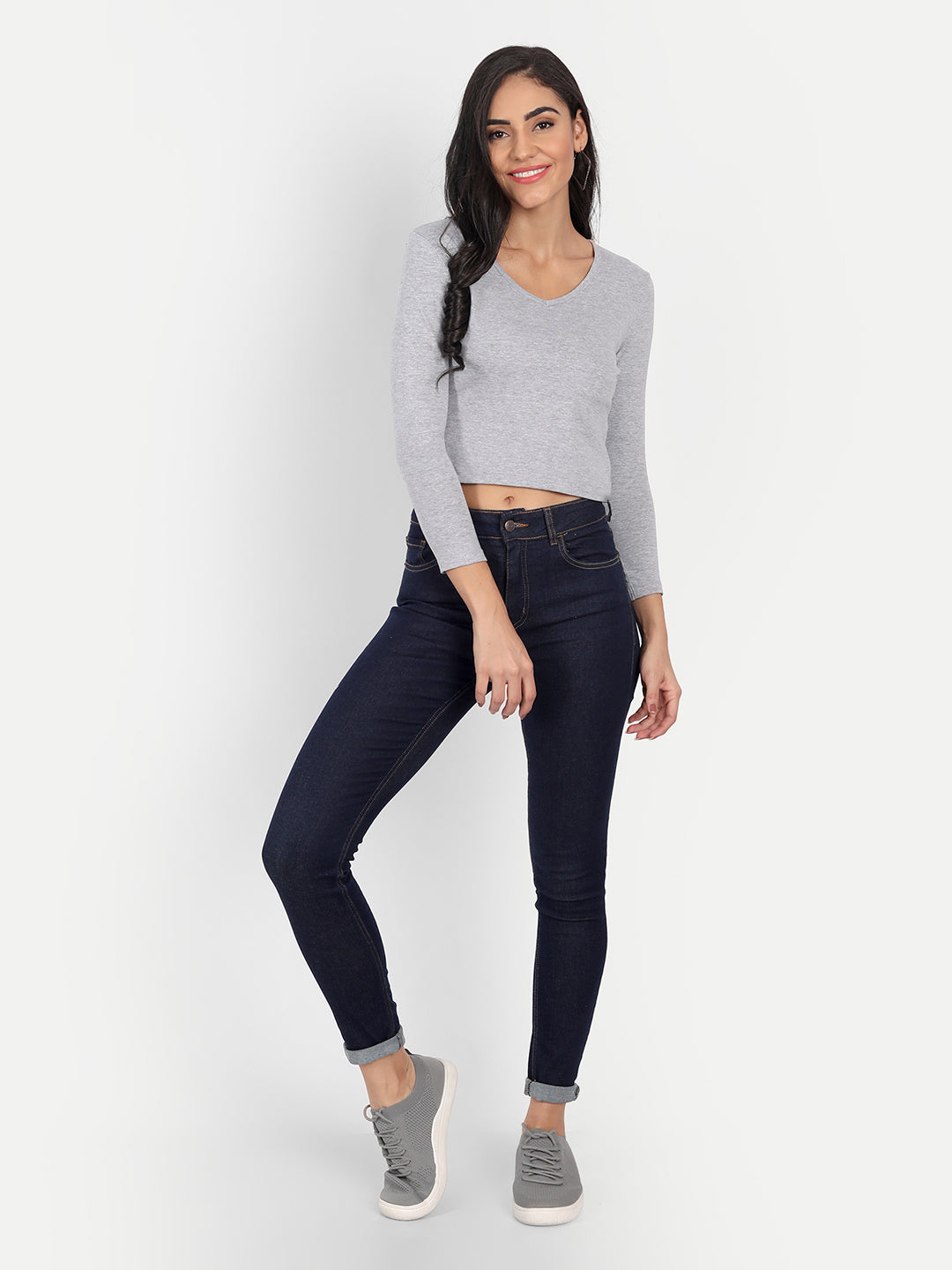 V Neck Crop T-Shirt