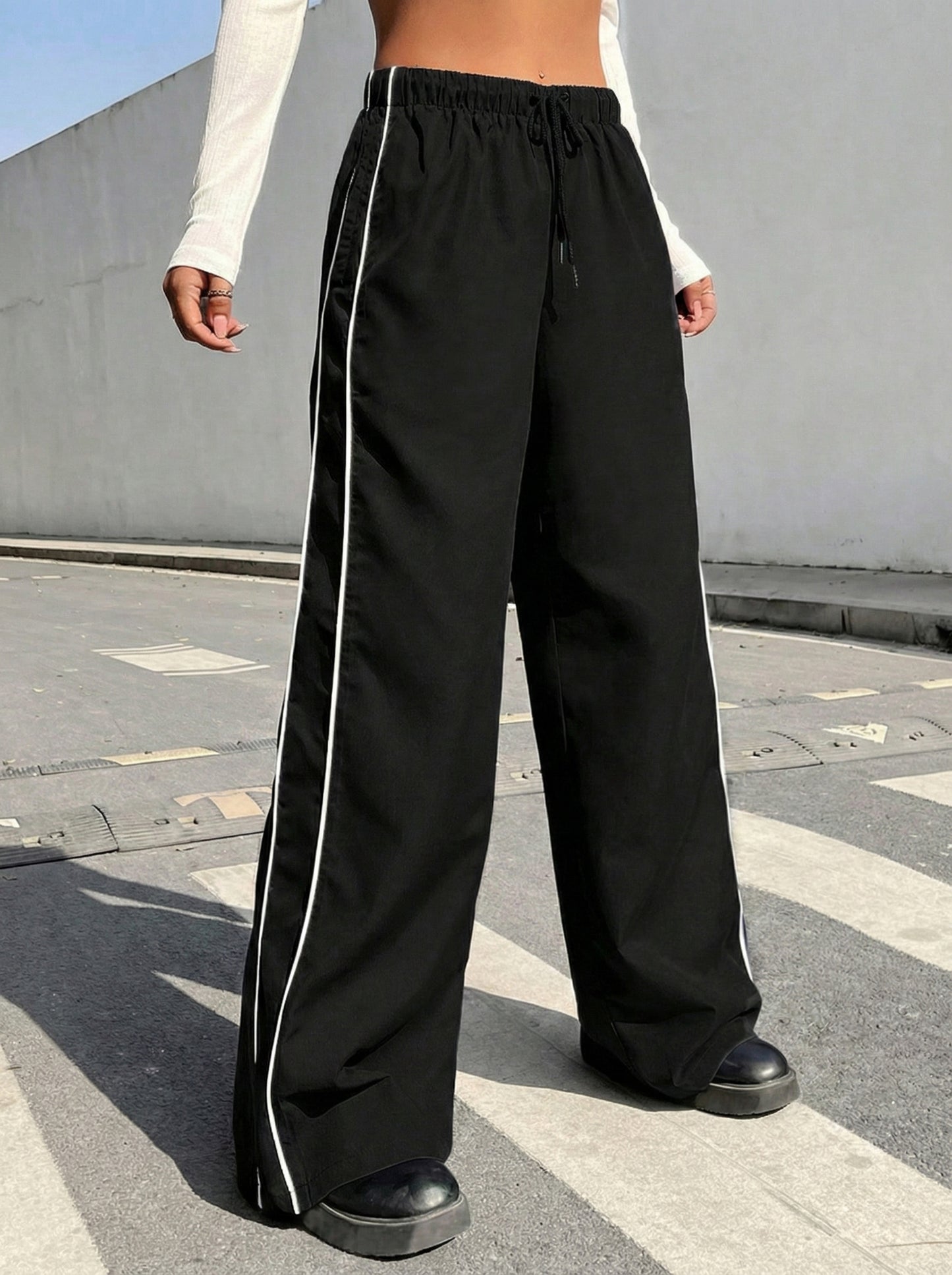 Striped Wide Leg Joggers