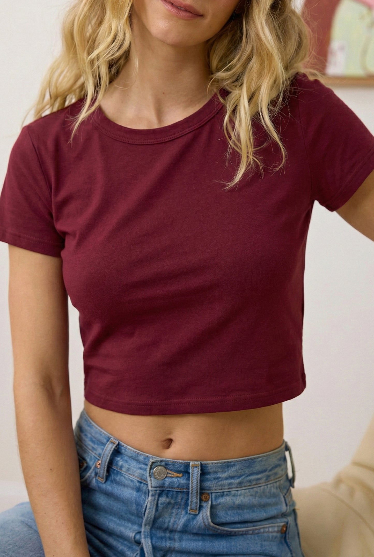 Maroon Crop T-Shirt
