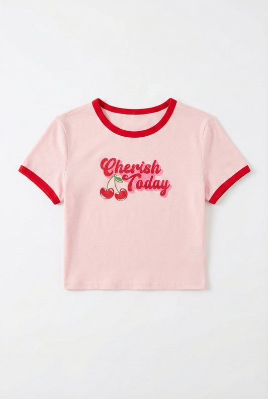 Printed Ringer Crop T-Shirt