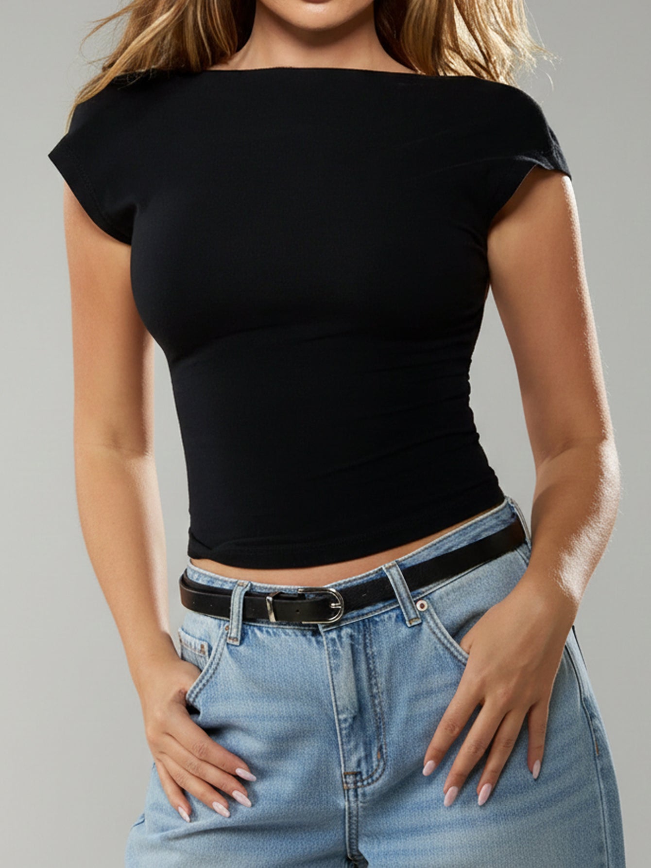Black Backless Crop T-Shirt