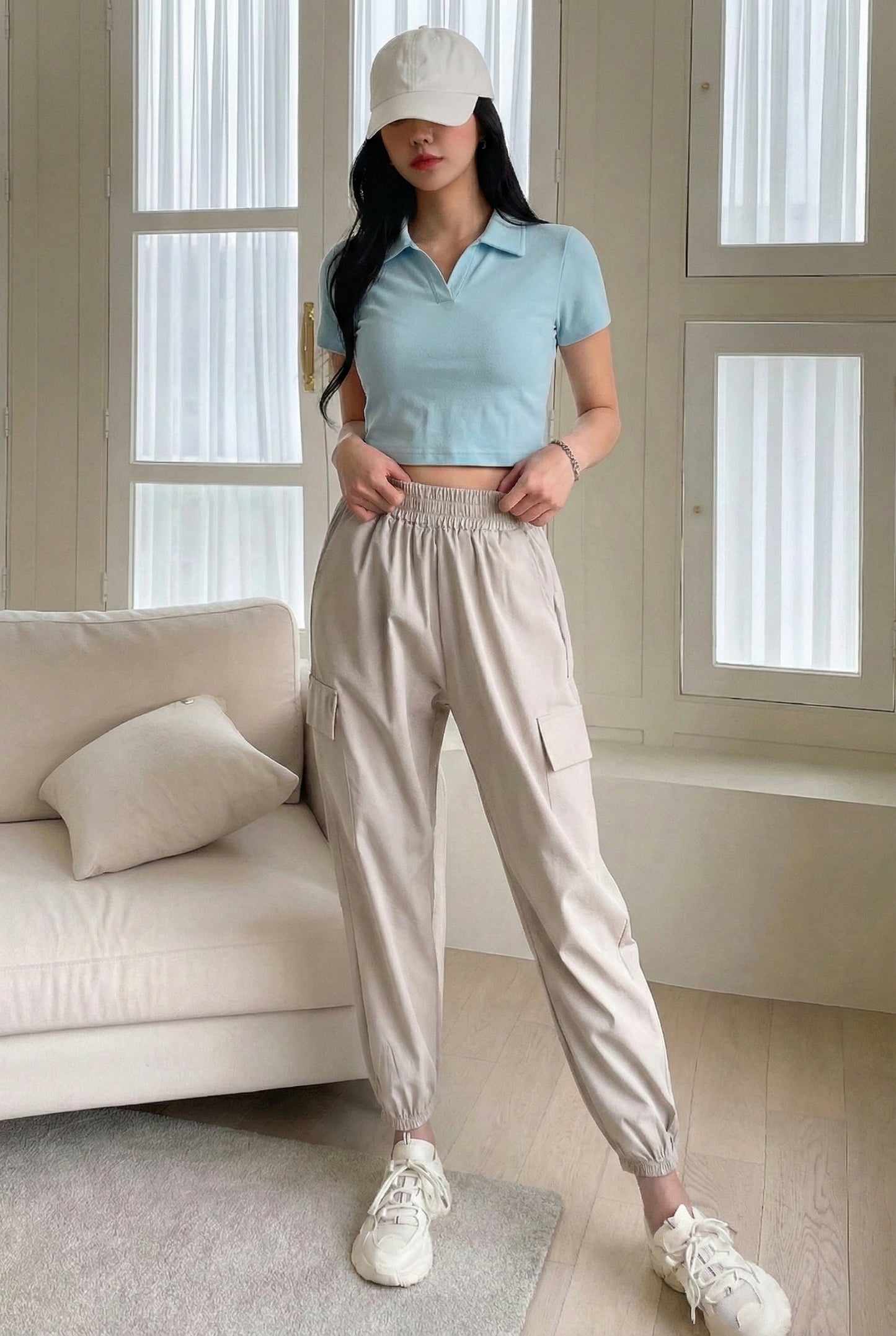 Collar V Placket T-Shirt