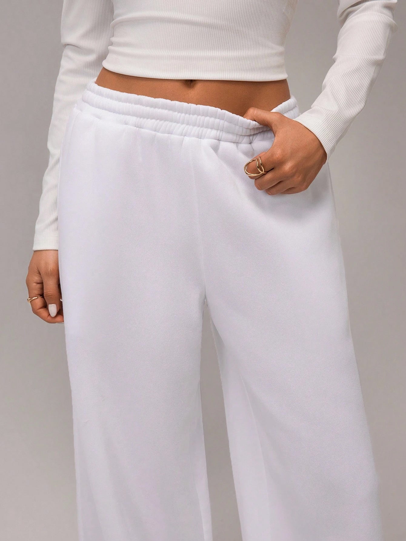 Solid Wide Leg Joggers