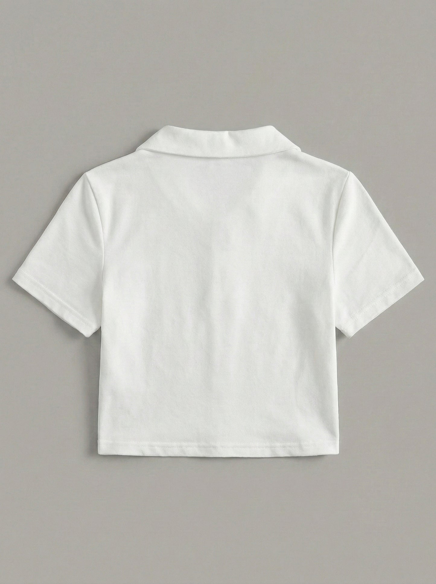 White Collar Zip Crop T-Shirt