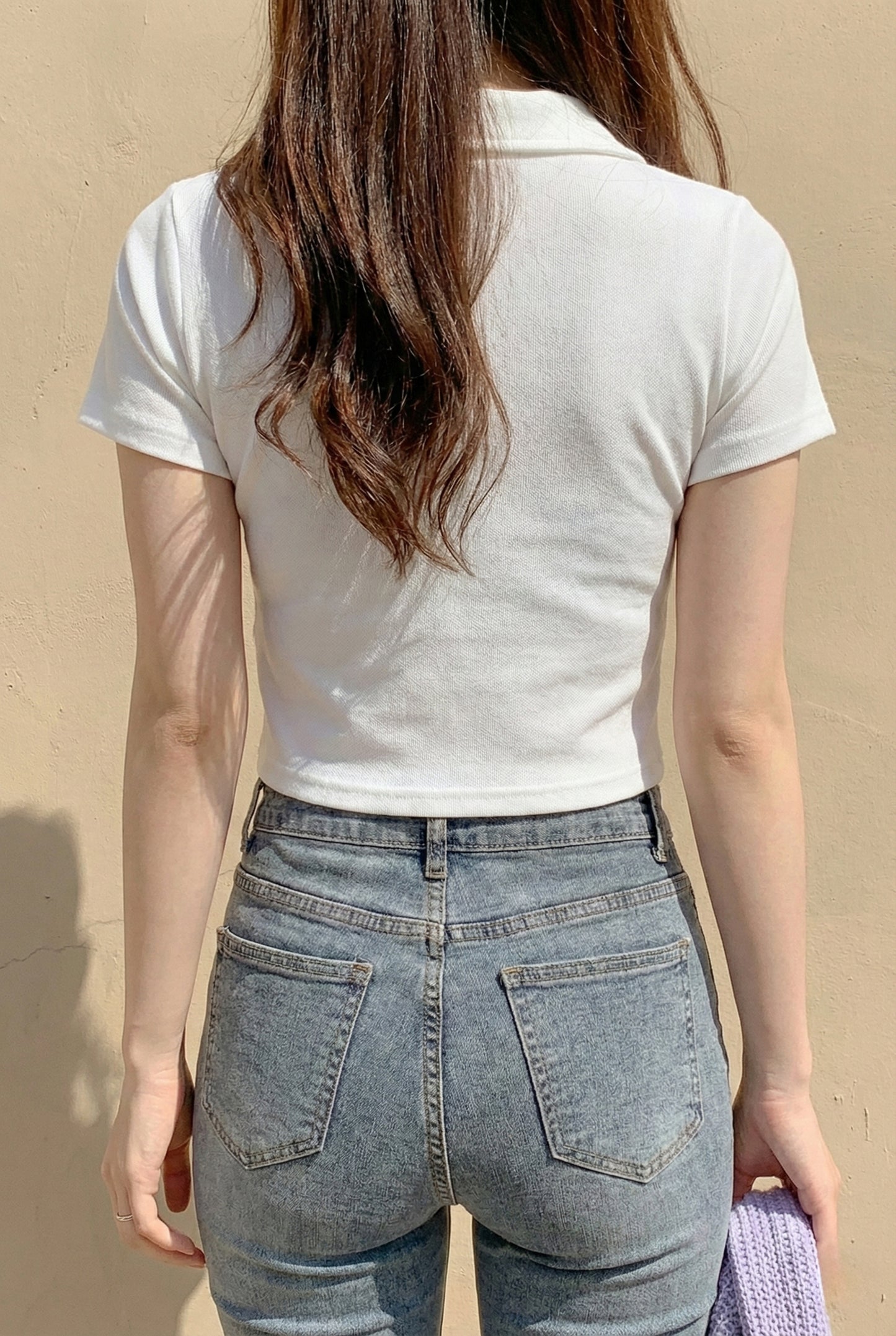 Collar V Placket T-Shirt