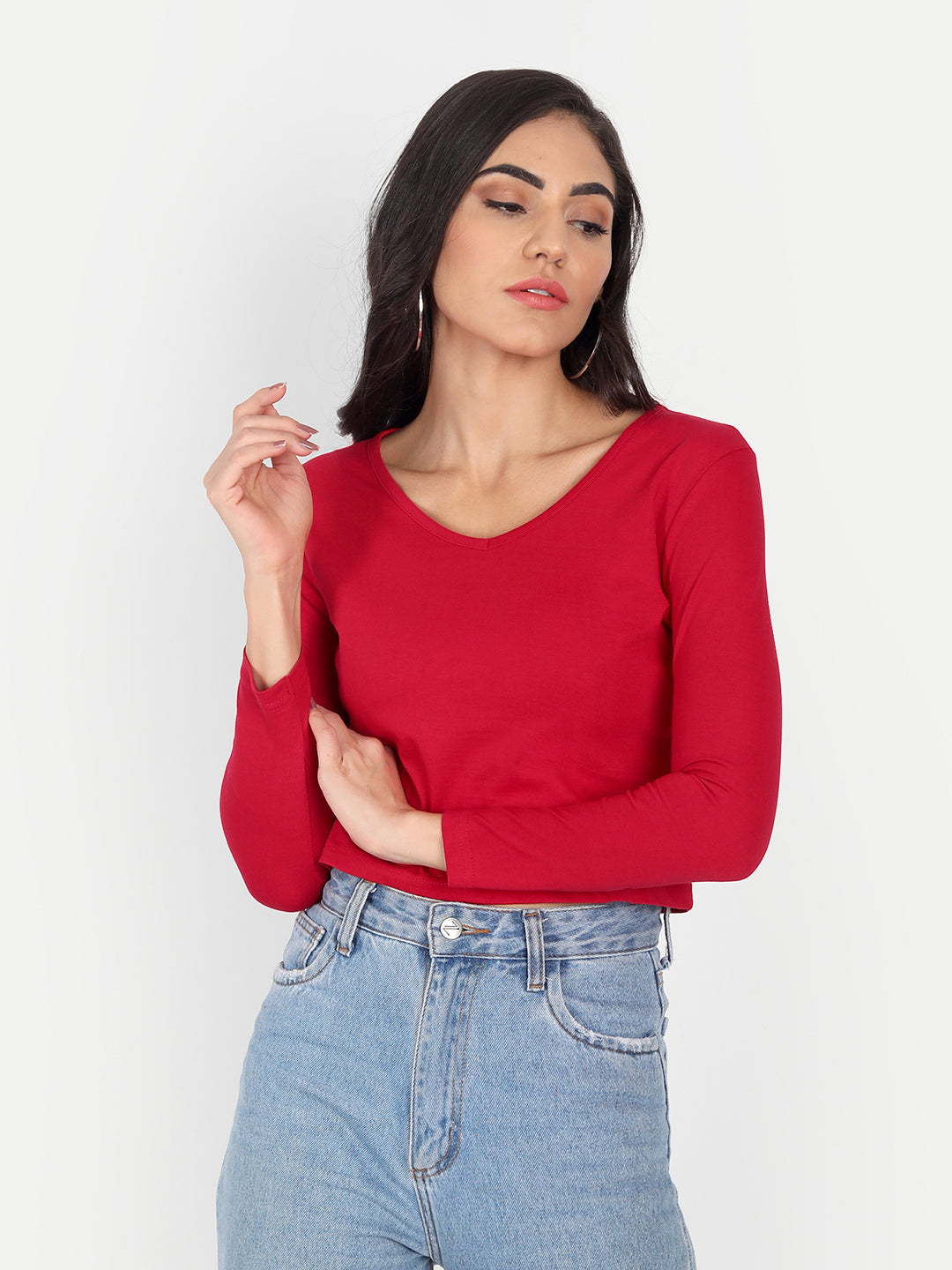 V Neck Crop T-Shirt
