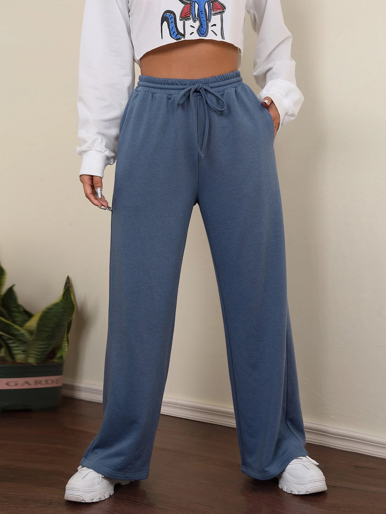 Solid Wide Leg Joggers
