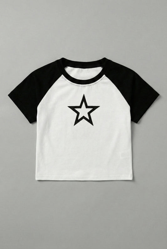 Printed  Raglan Colorblock T-Shirt