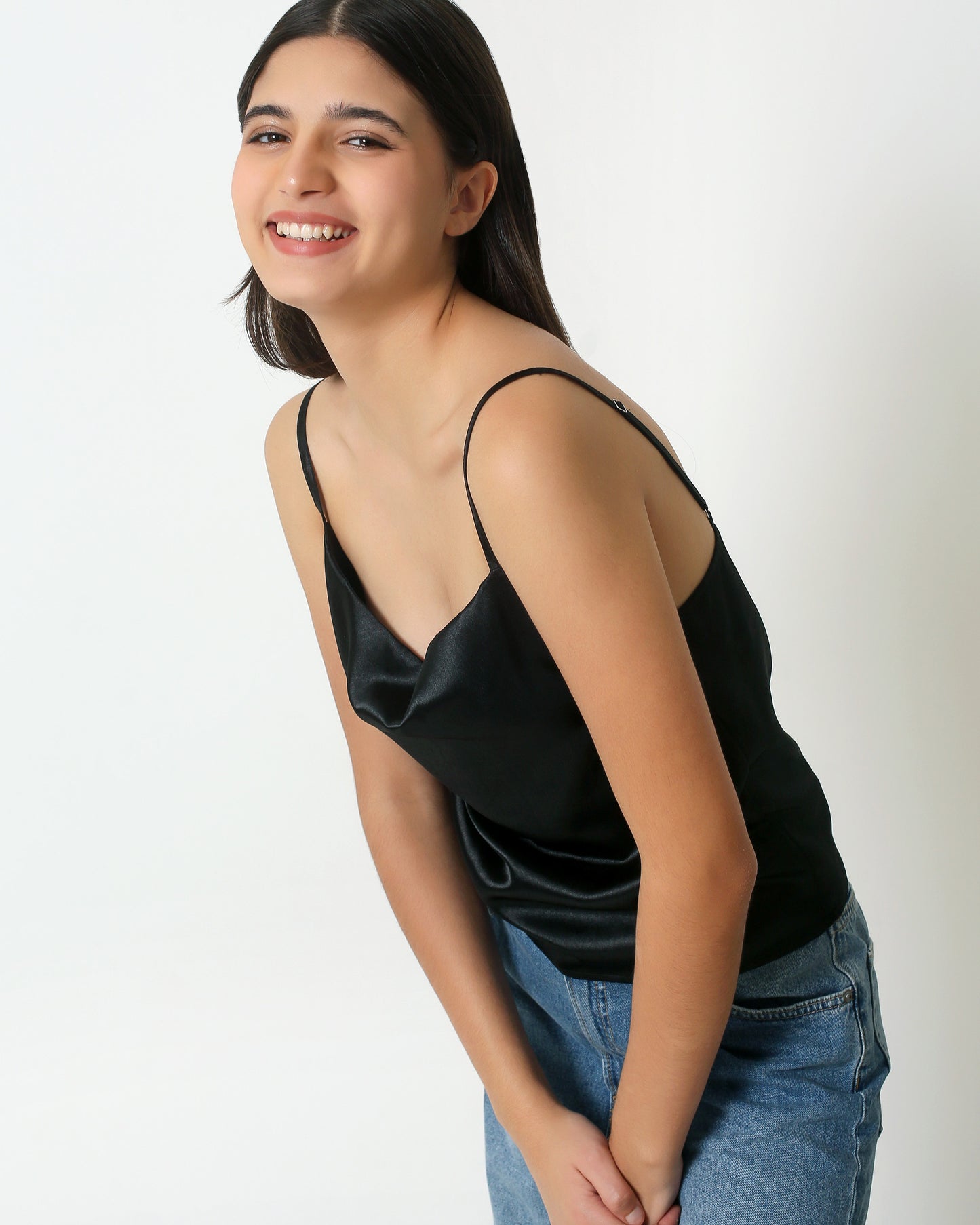 Satin sleveless tops