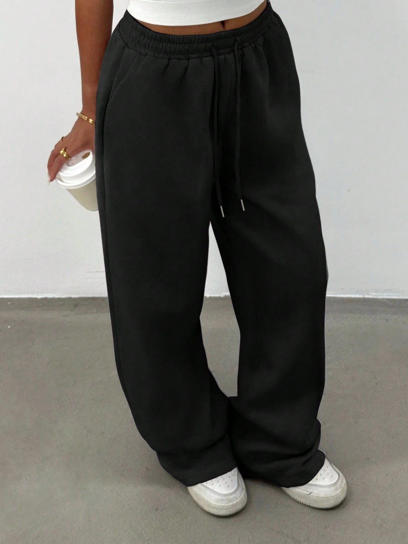 Solid Wide Leg Joggers