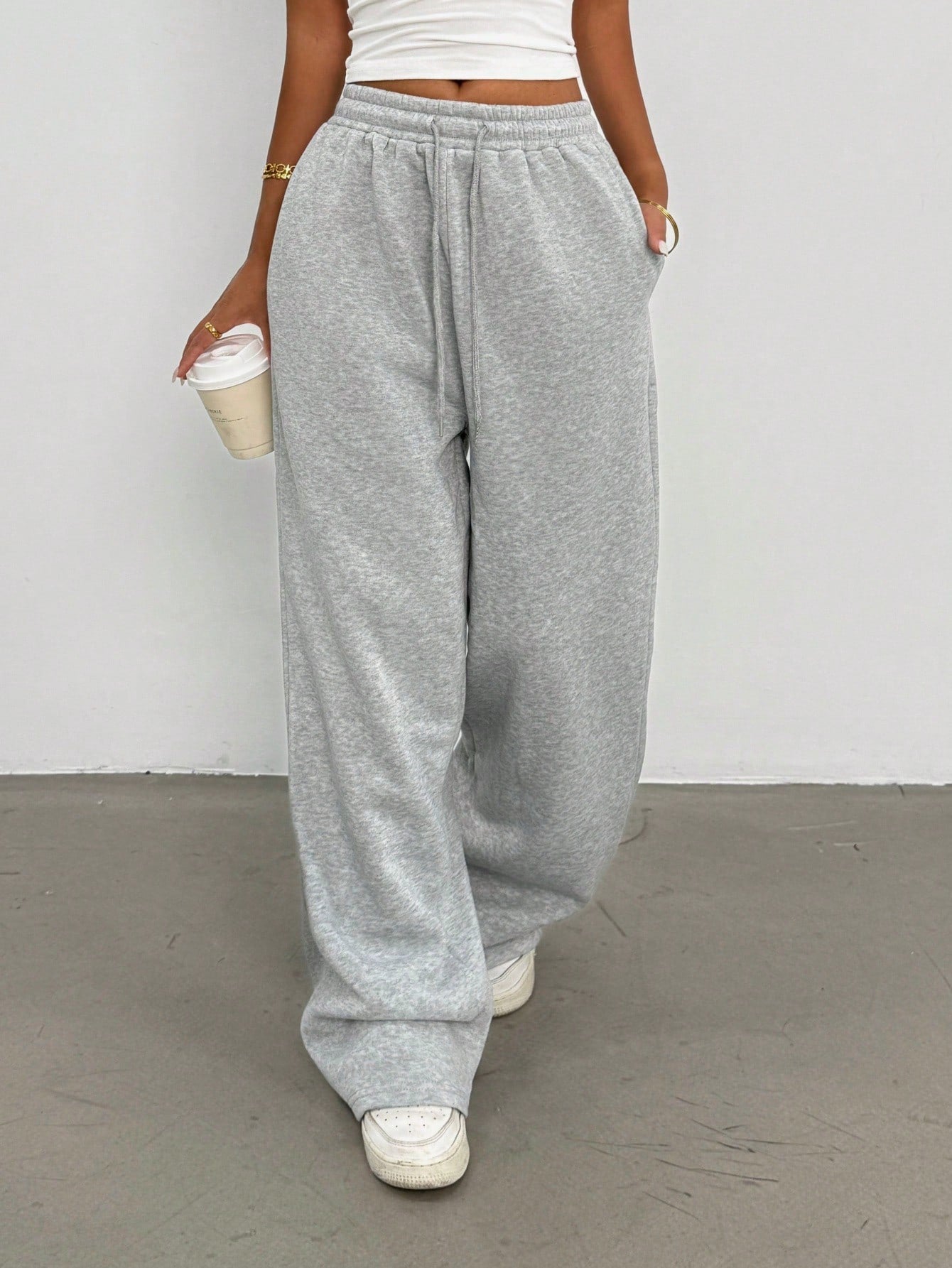 Solid Wide Leg Joggers