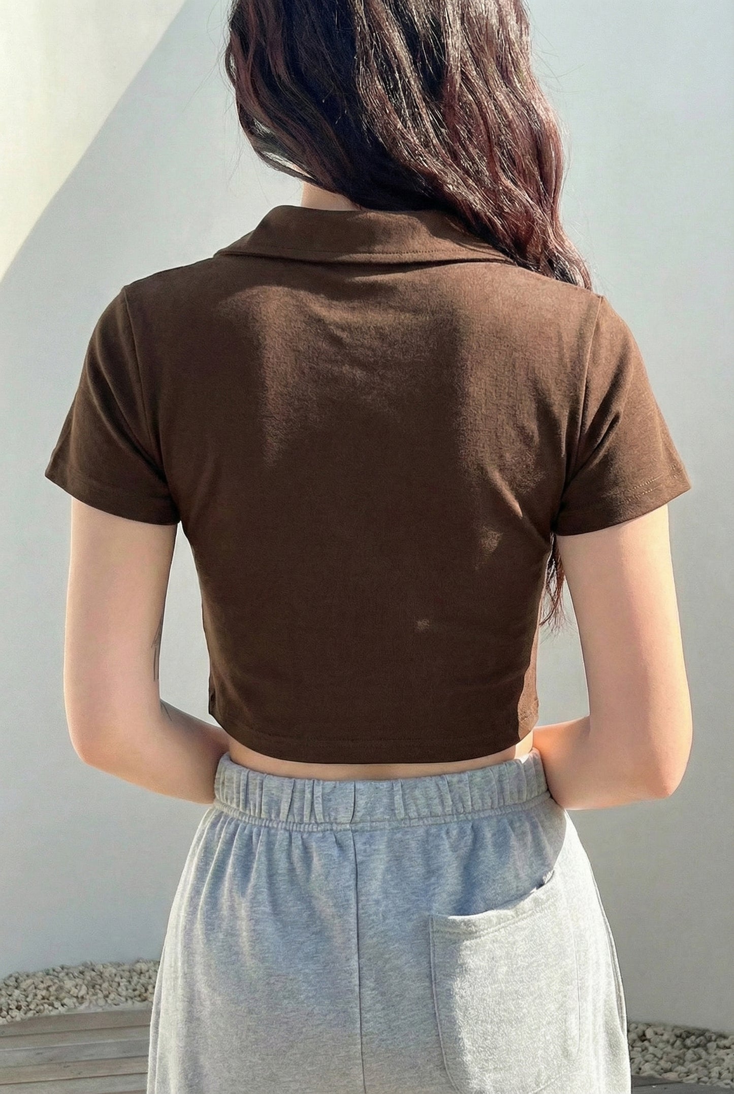 Collar V Placket T-Shirt