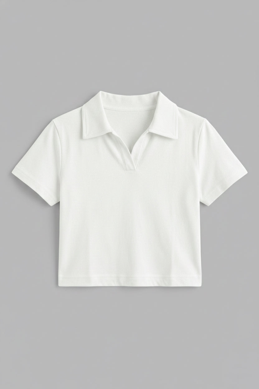 Collar V Placket T-Shirt