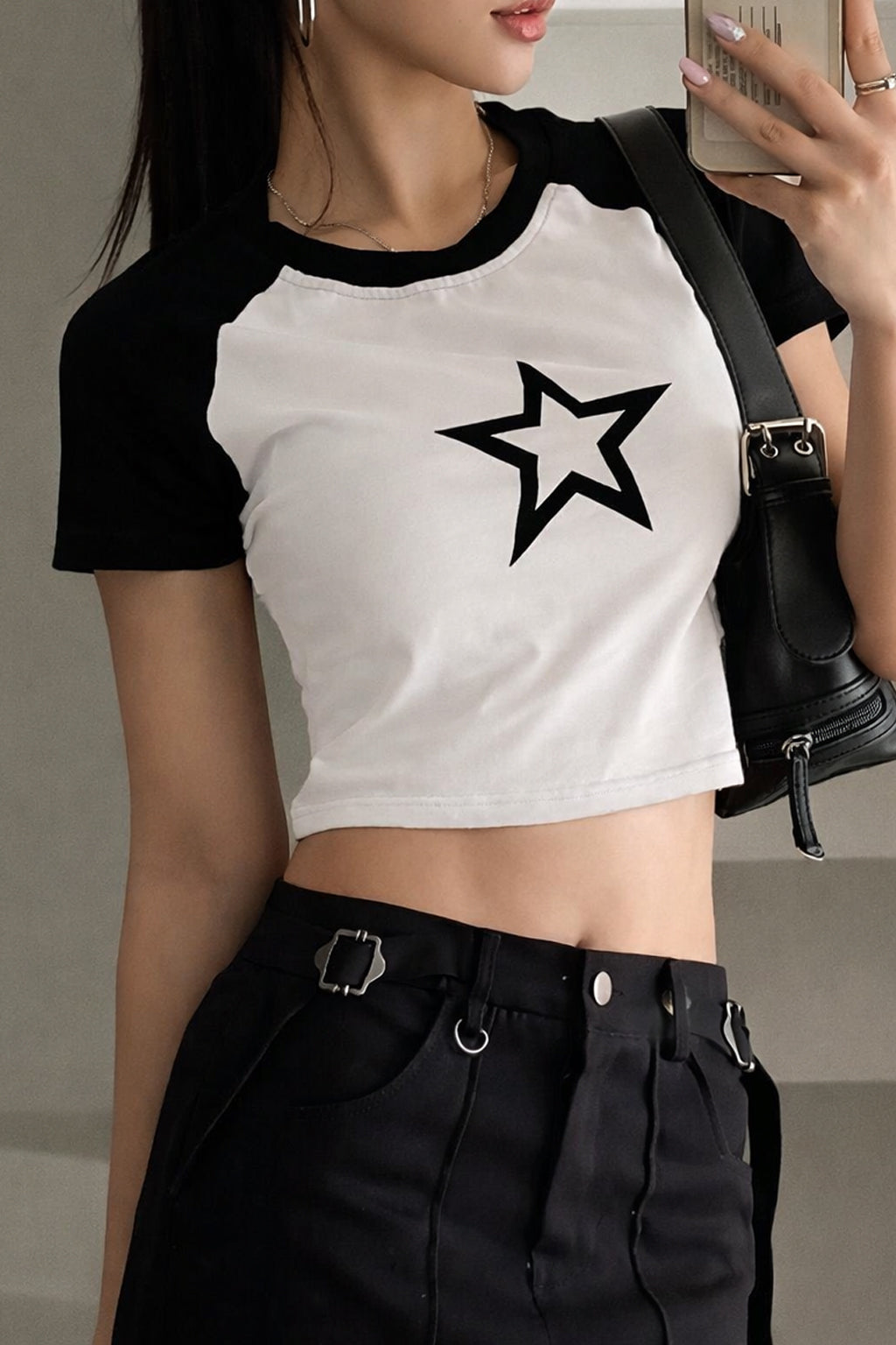 Printed  Raglan Colorblock T-Shirt