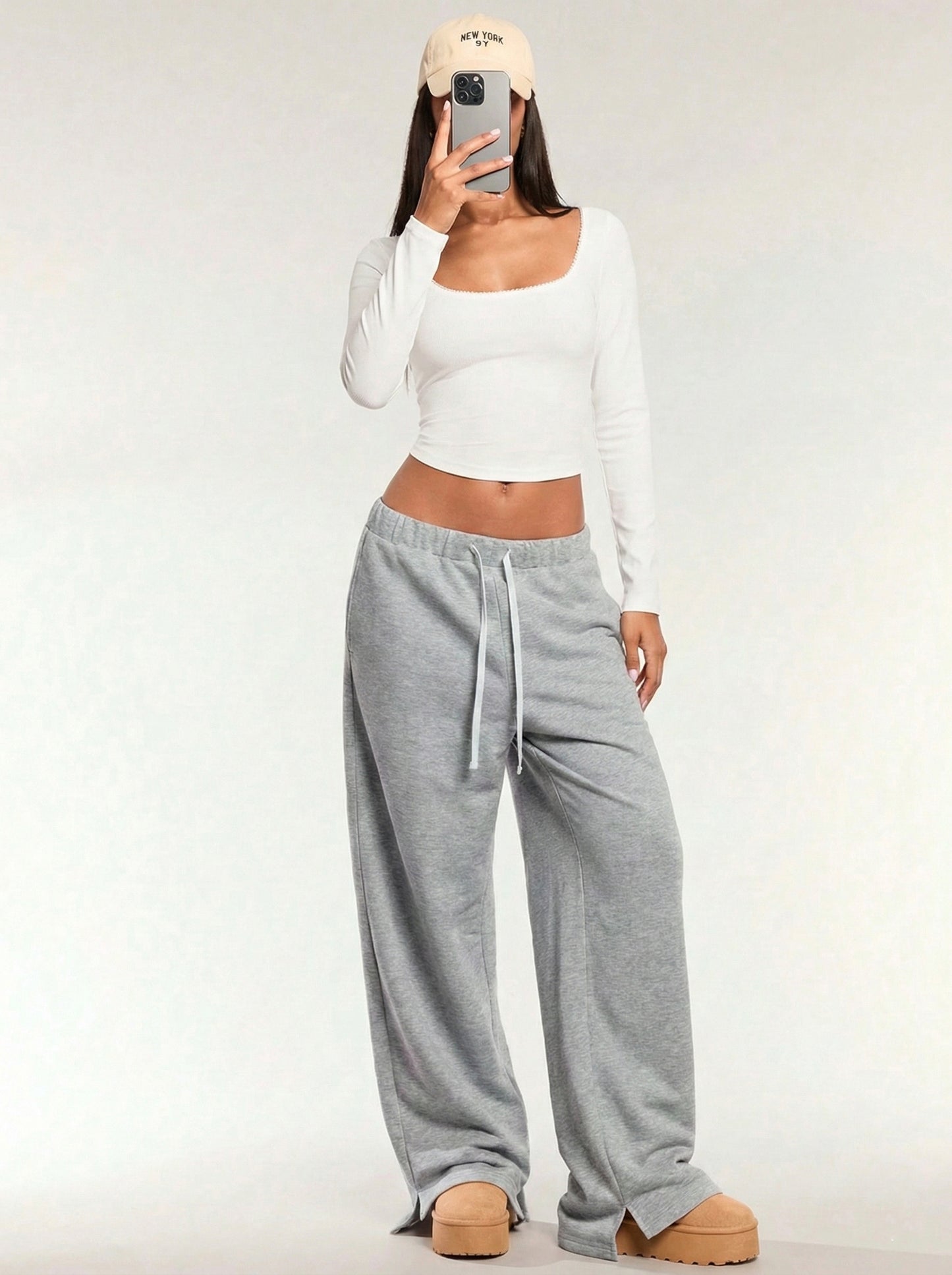 Solid Wide Leg Joggers