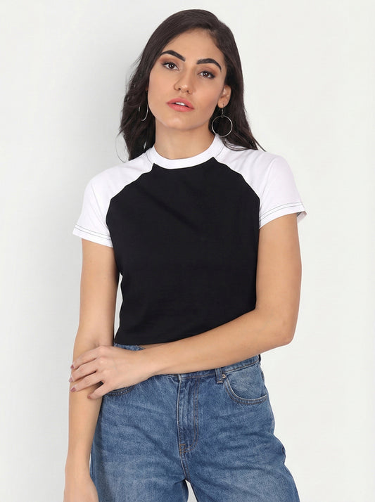 Colorbloack Raglan Half Sleeve T-Shirt