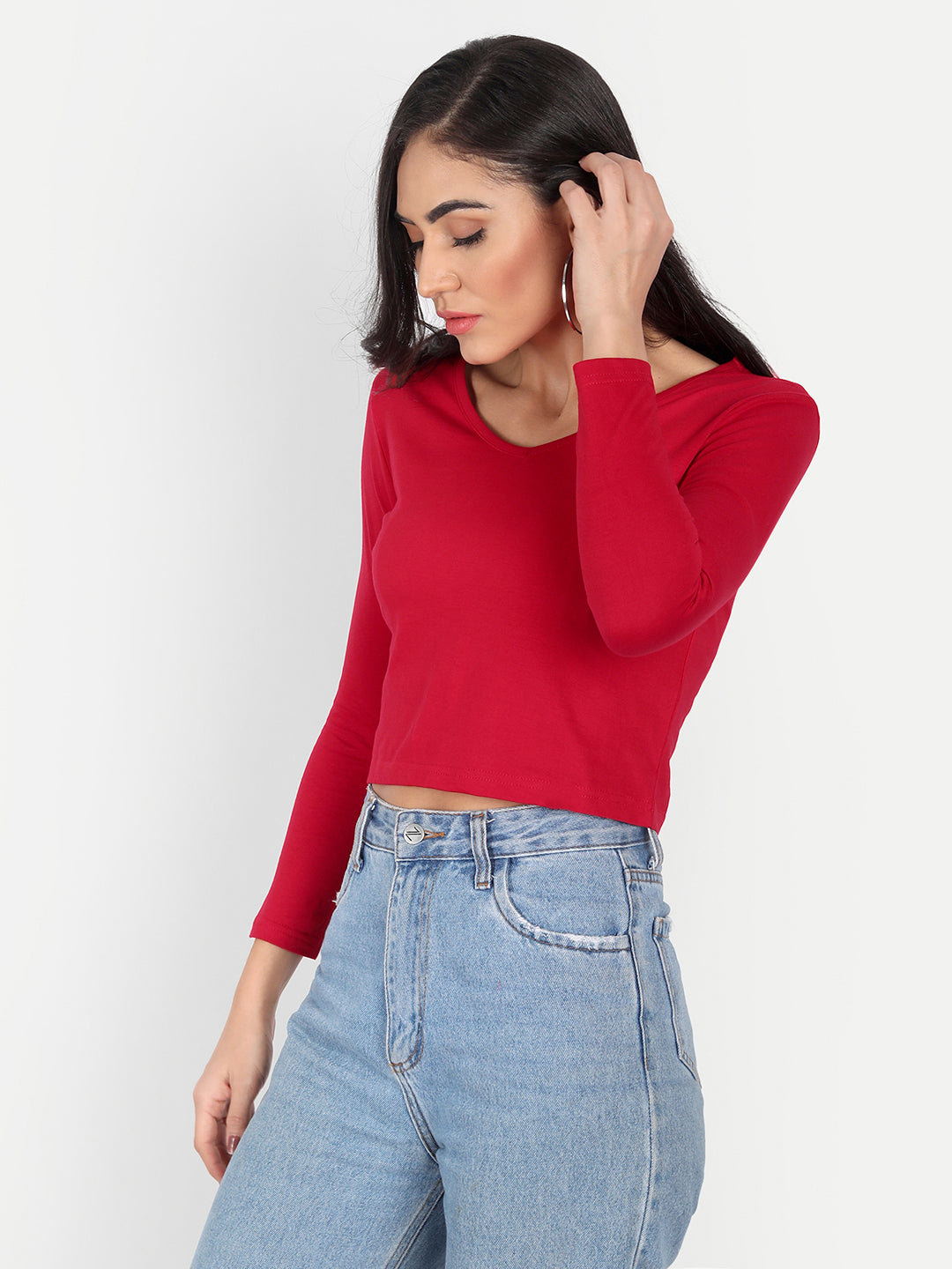 V Neck Crop T-Shirt
