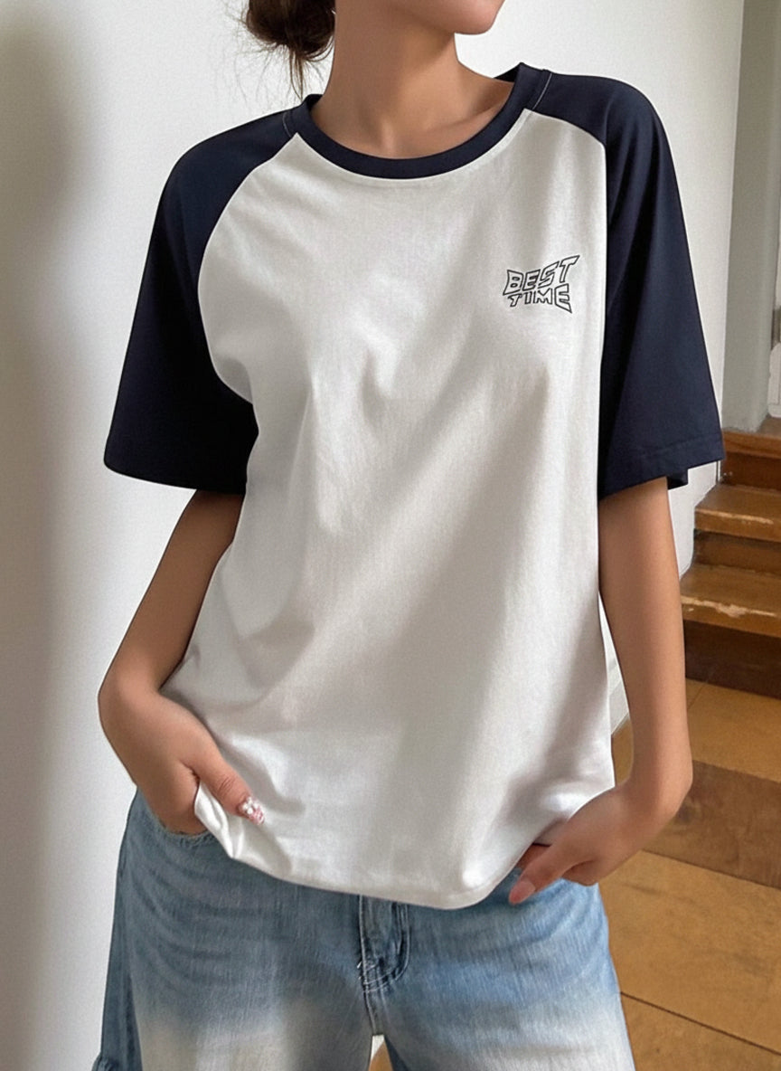 Raglan Printed Oversized T-Shirt