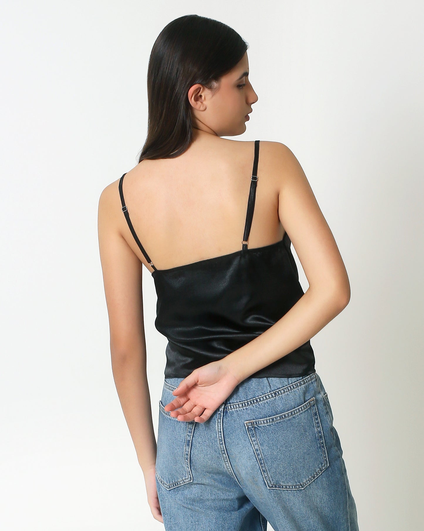 Satin sleveless tops