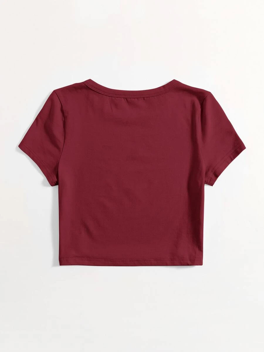 Maroon Crop T-Shirt