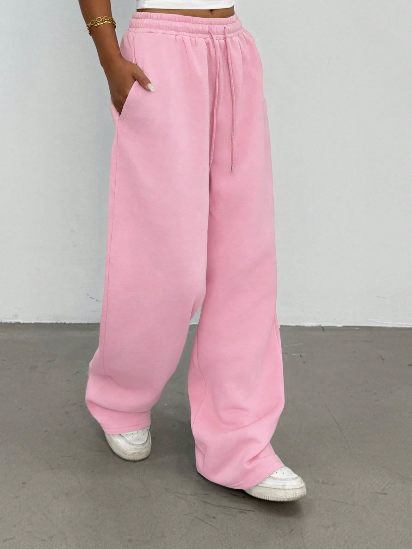 Solid Wide Leg Joggers