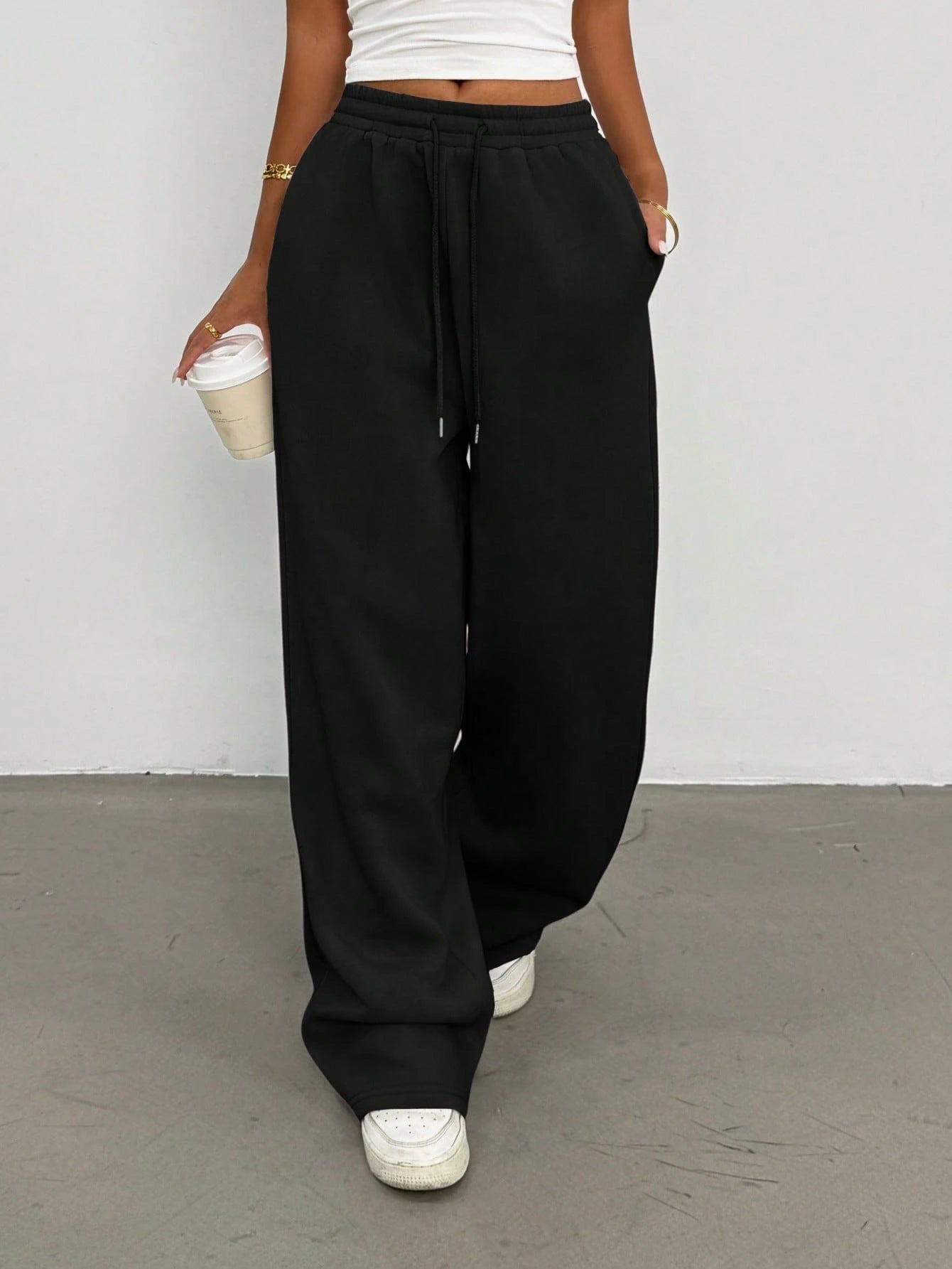 Solid Wide Leg Joggers