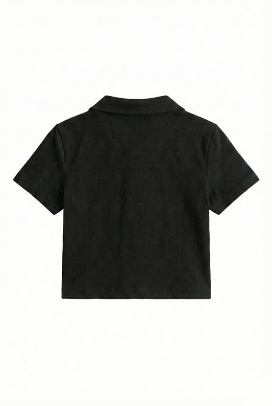 Collar V Placket T-Shirt