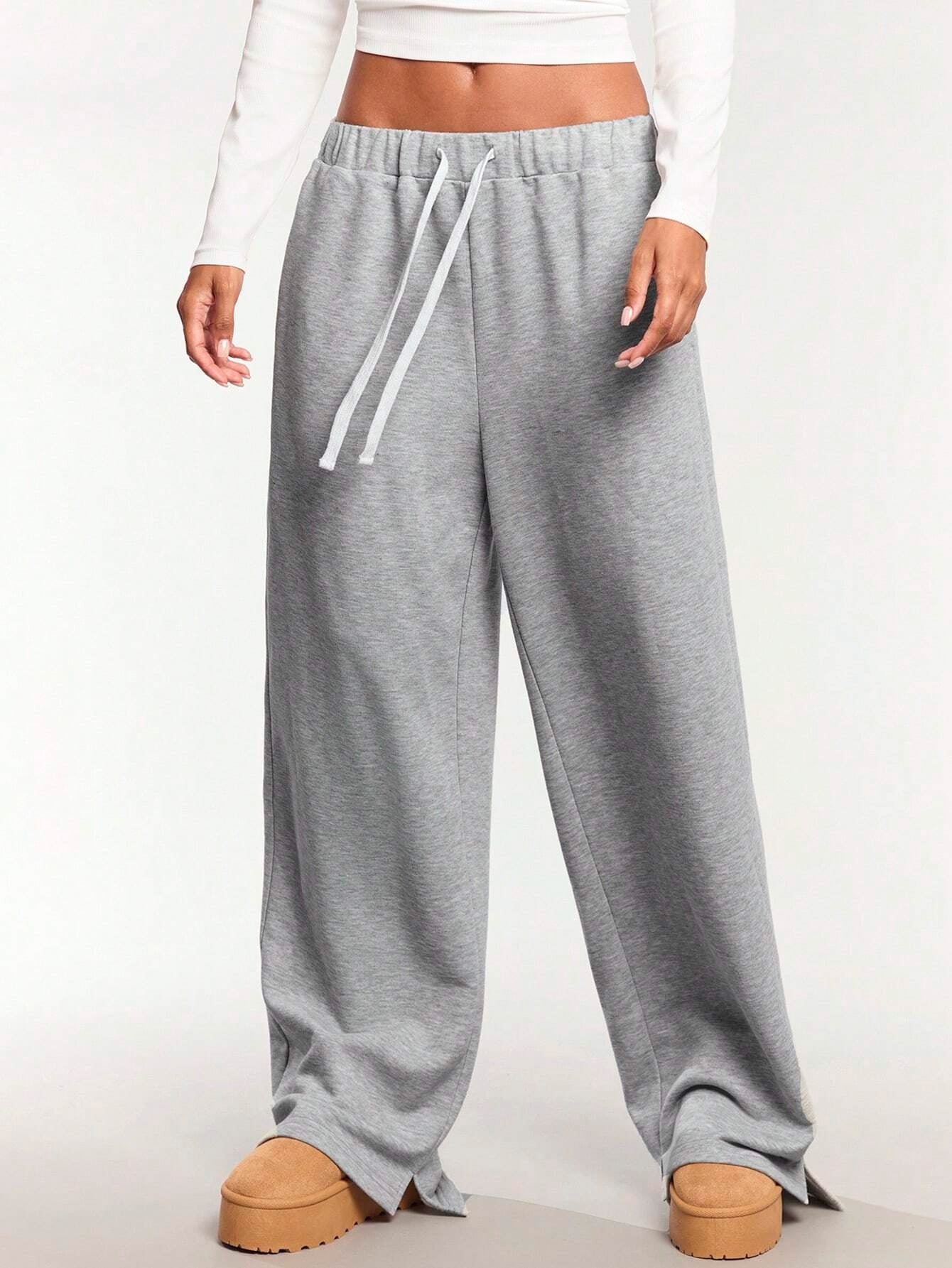 Solid Wide Leg Joggers