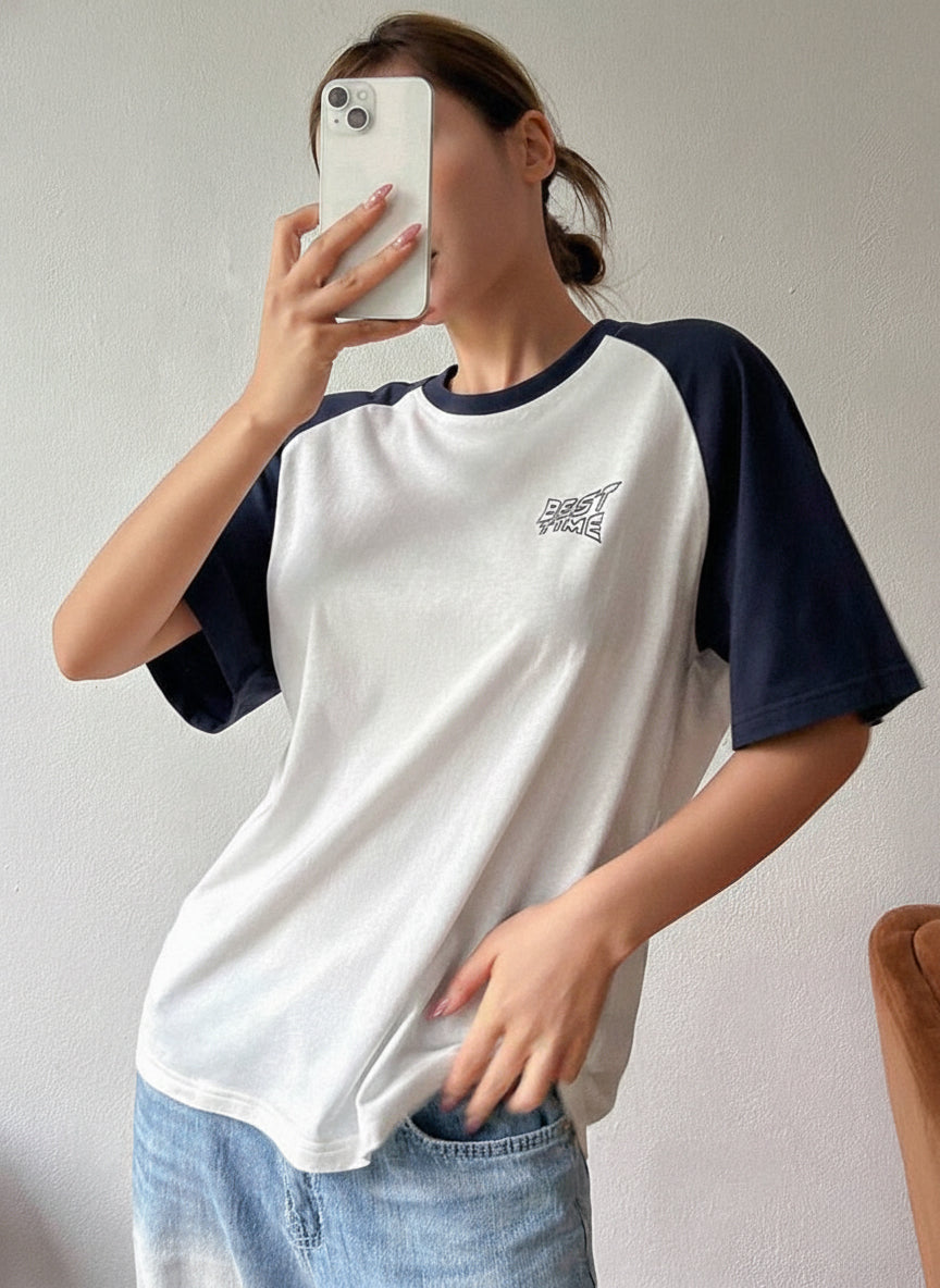 Raglan Printed Oversized T-Shirt