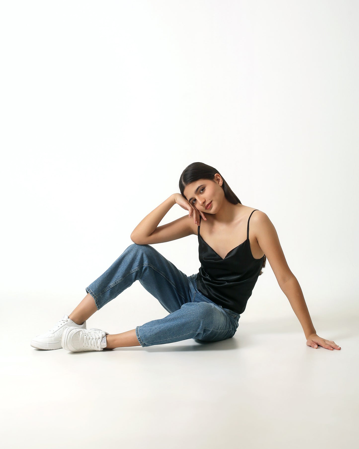 Satin sleveless tops