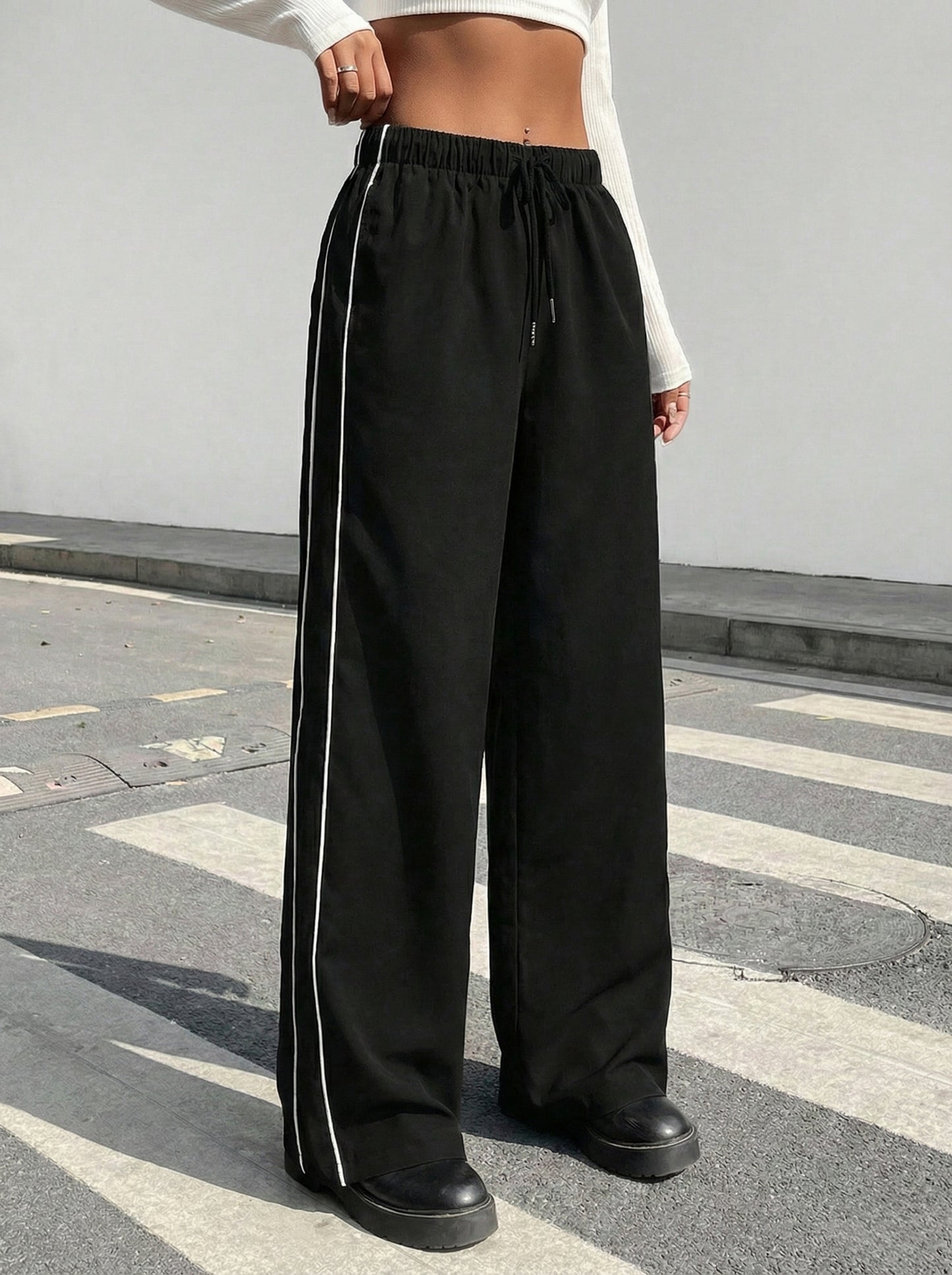 Striped Wide Leg Joggers