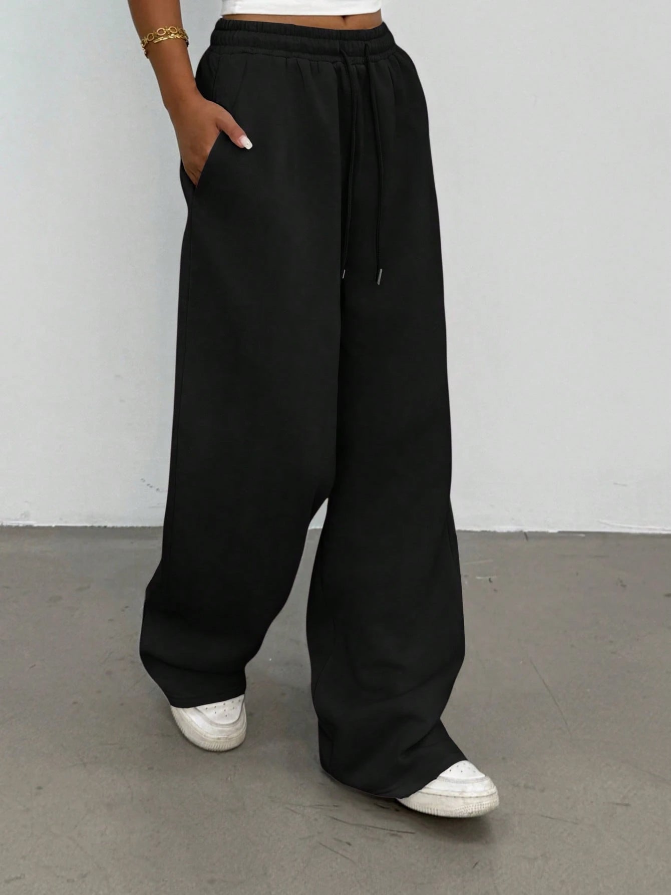 Solid Wide Leg Joggers