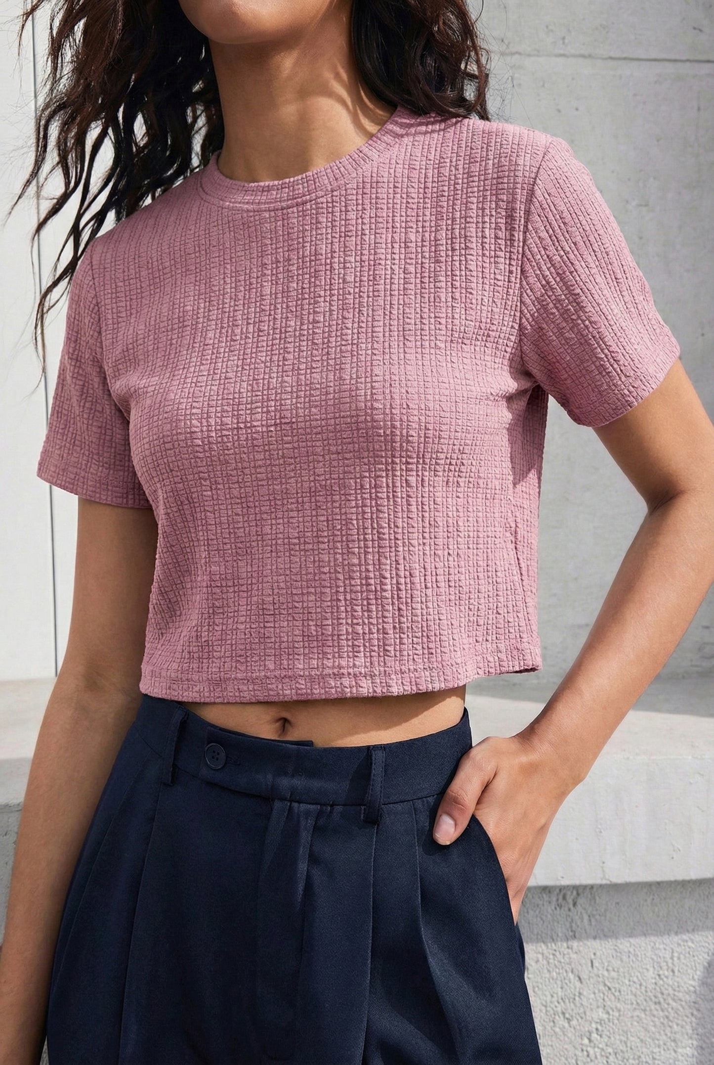 Textured Crop T-Shirt