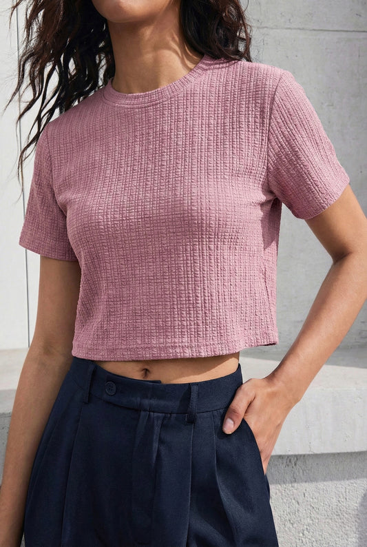 Textured Crop T-Shirt