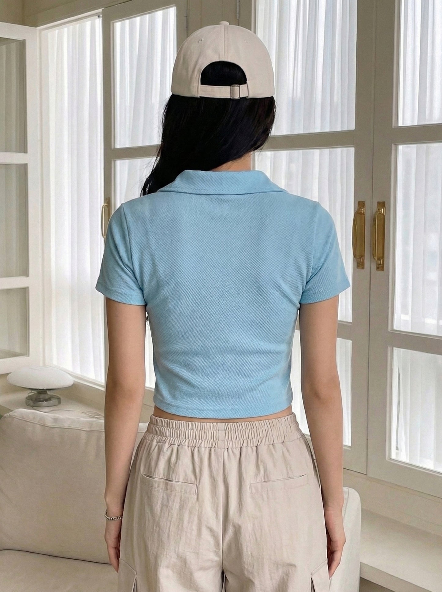 Collar V Placket T-Shirt