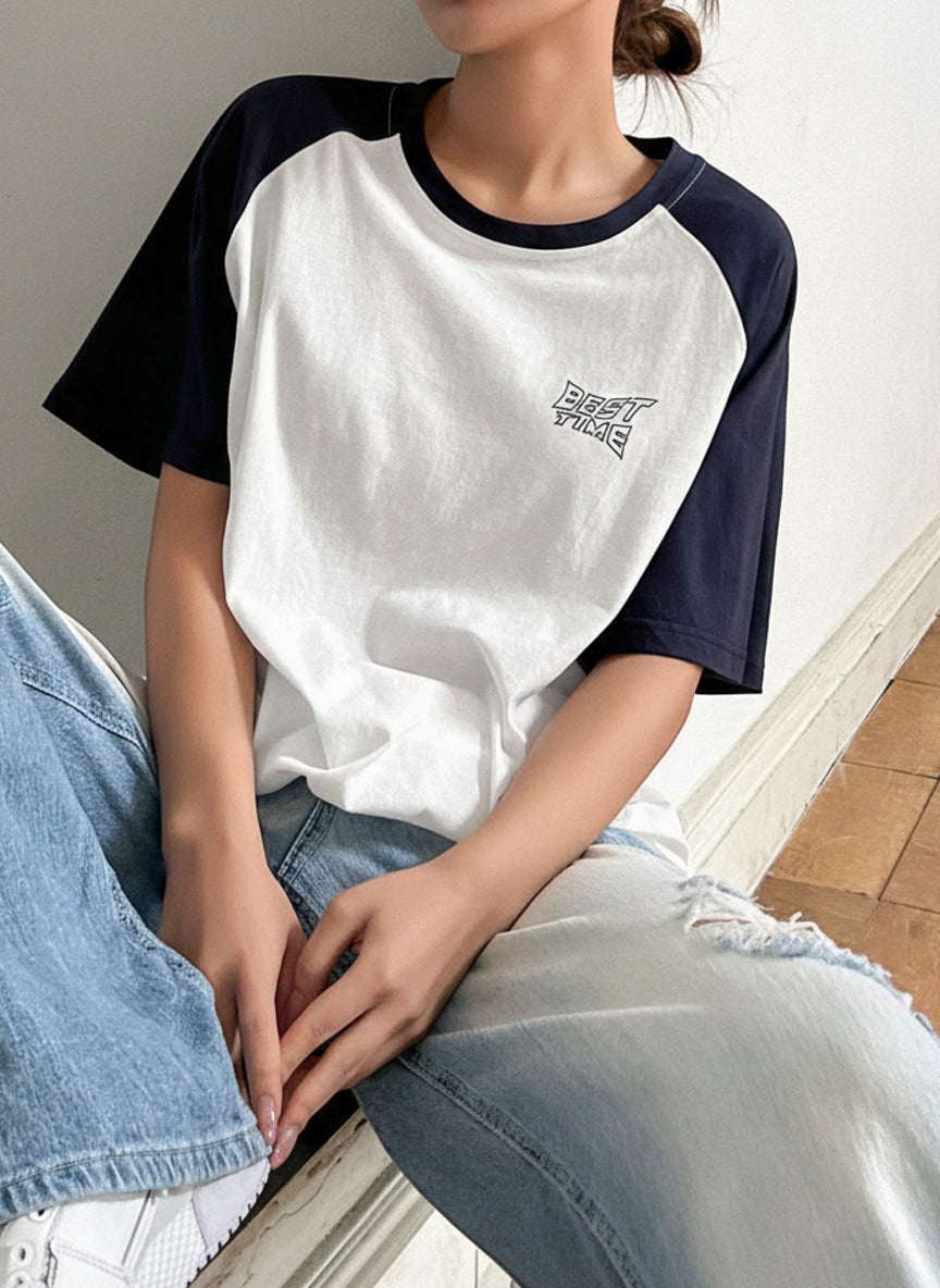 Raglan Printed Oversized T-Shirt