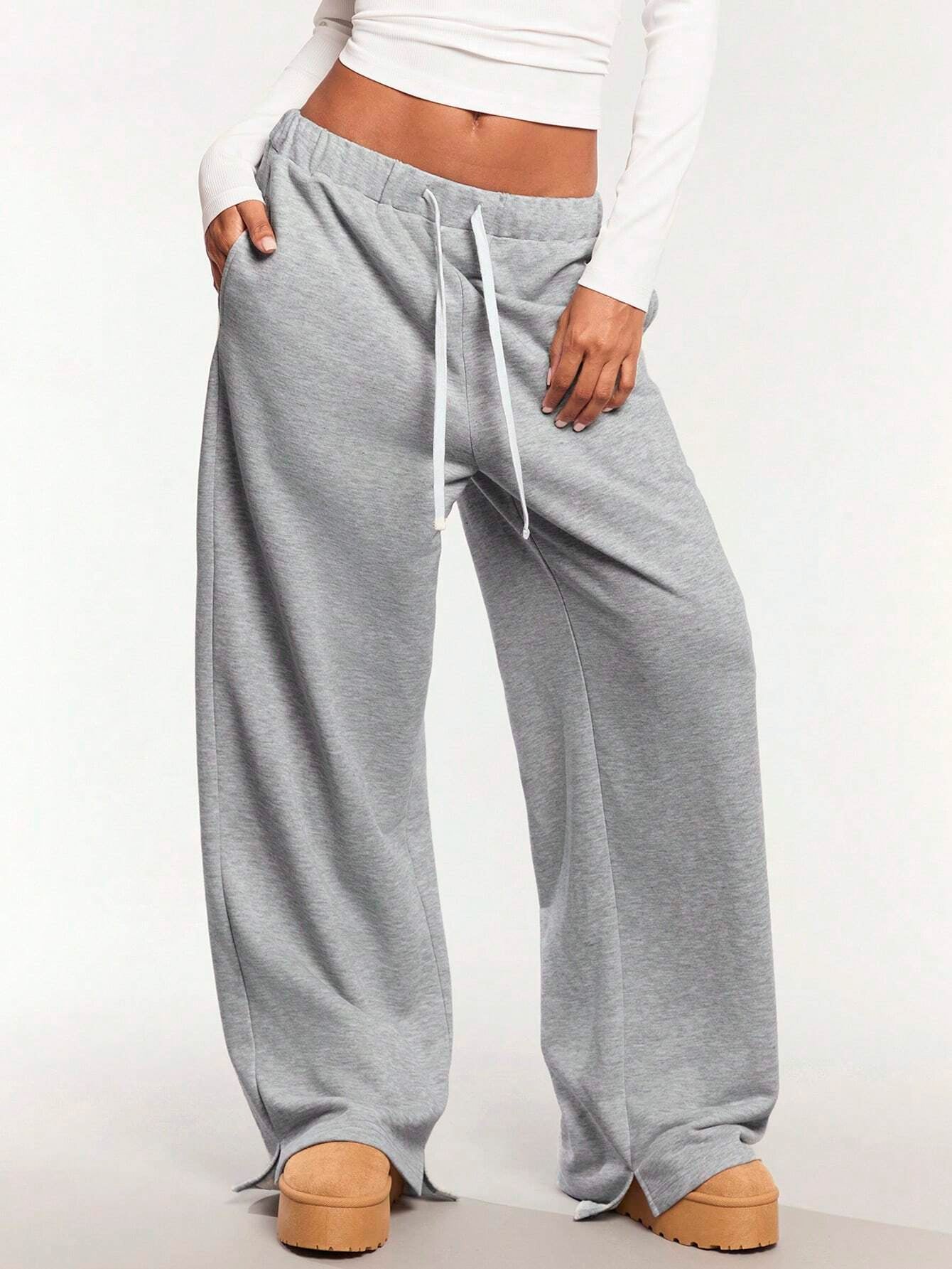 Solid Wide Leg Joggers