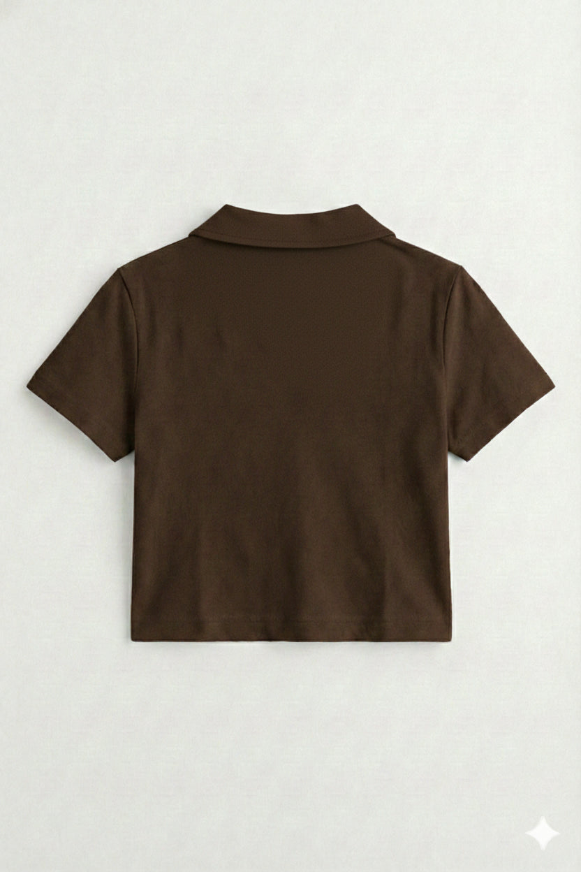 Collar V Placket T-Shirt