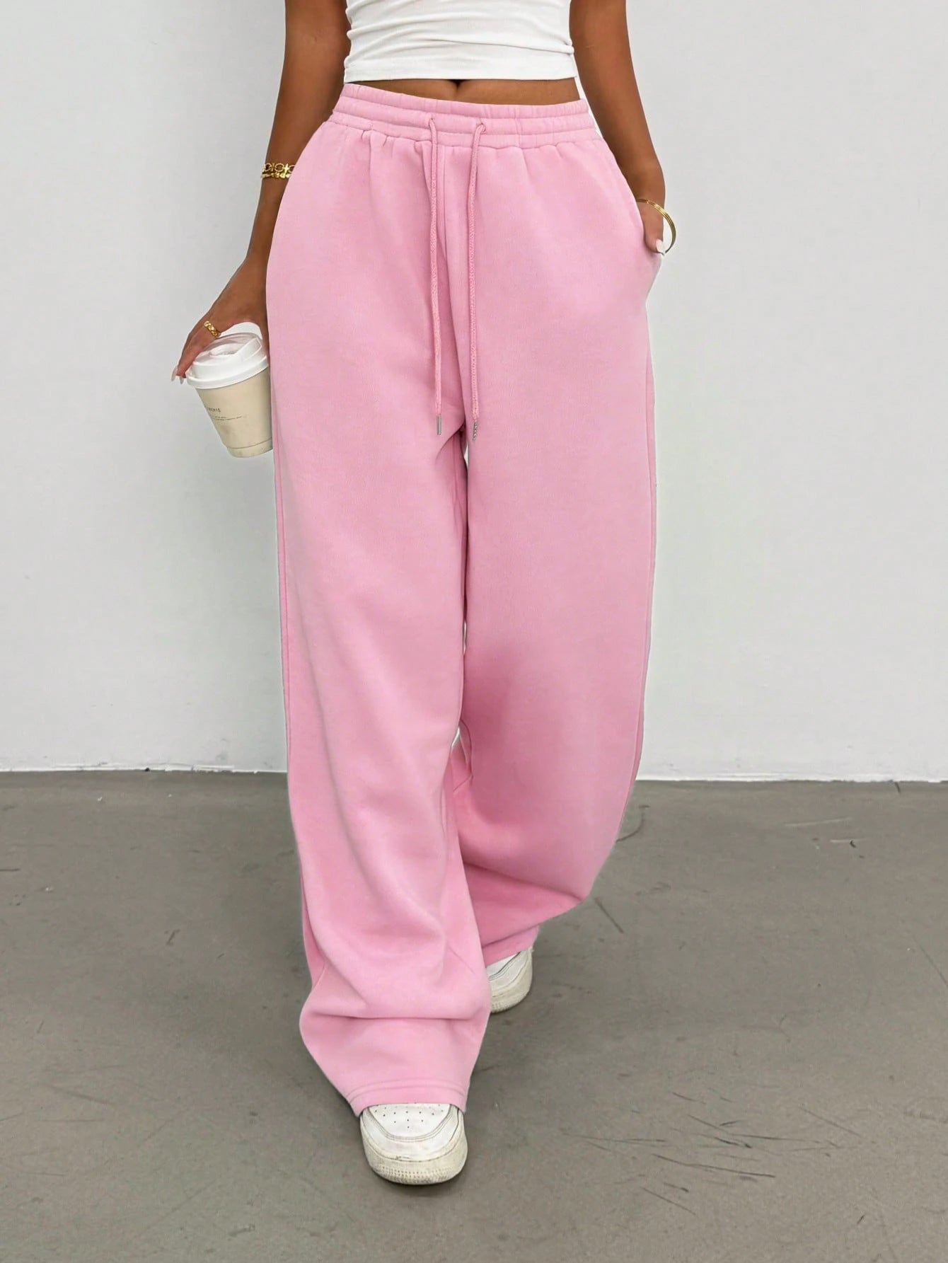 Solid Wide Leg Joggers