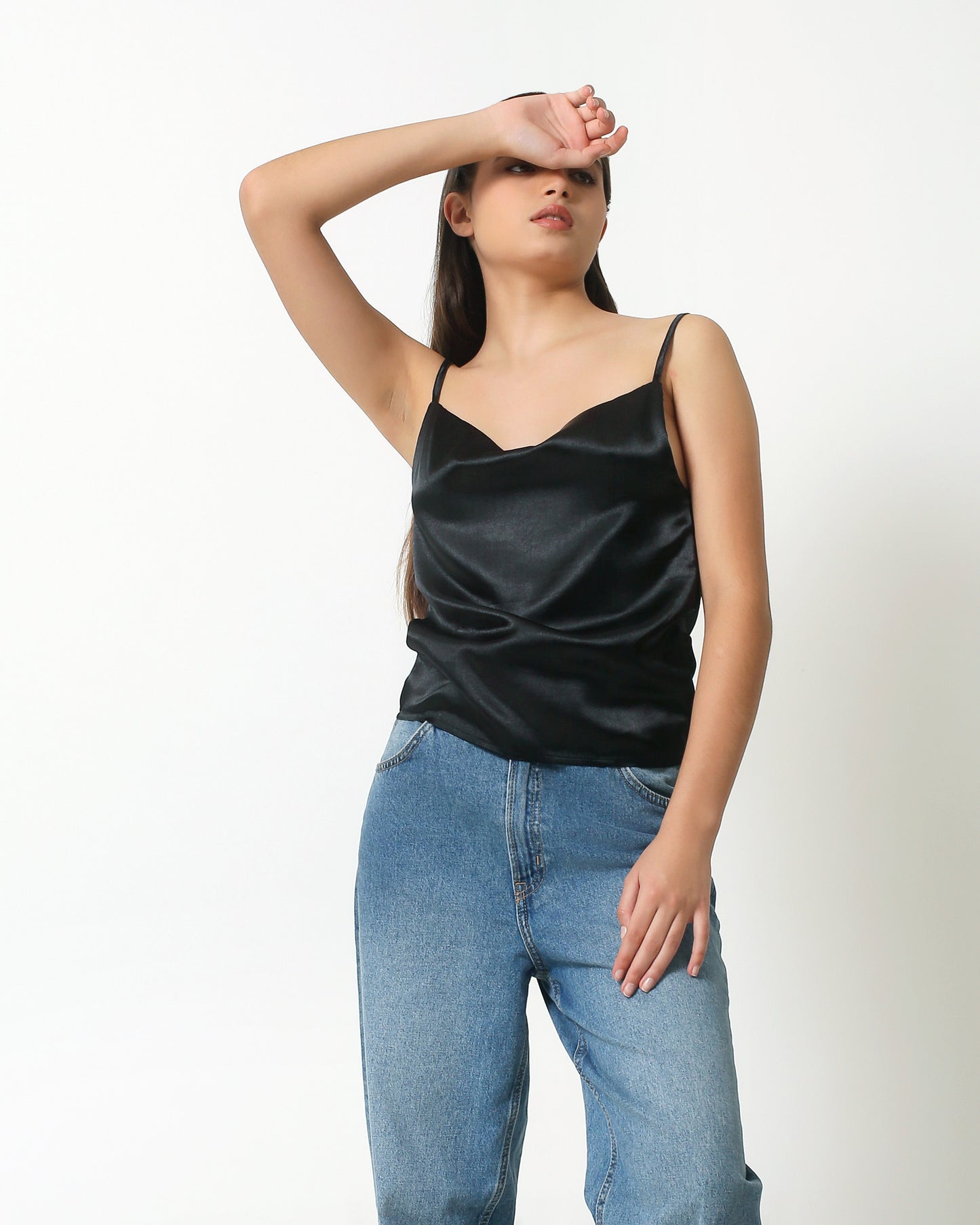 Satin sleveless tops